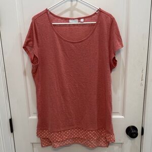 New York & Company Coral Layered Short Sleeve Top